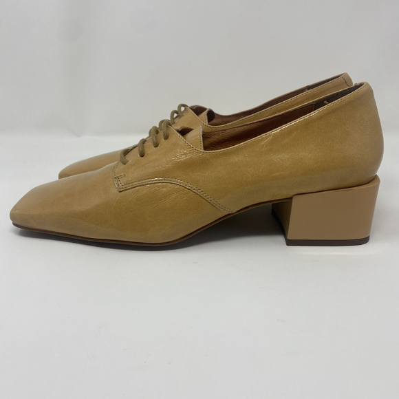 L'intervalle Square Toe Block Heel 2" Tan Victorian Leather Pumps Size 41 Spain - Picture 2 of 16